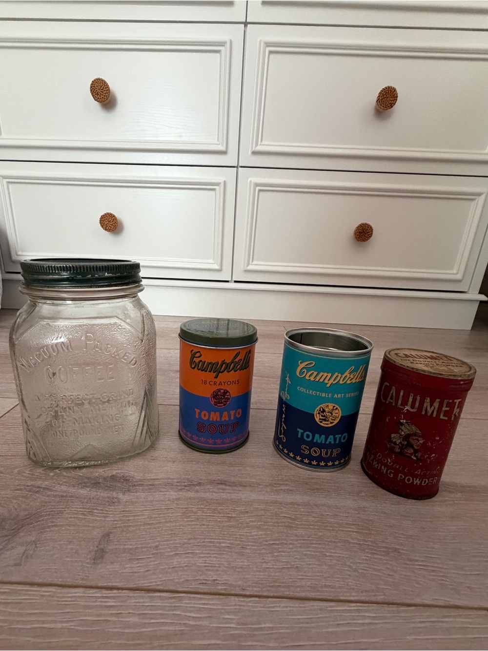 Vintage style cans and Jar Decor